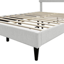 Load image into Gallery viewer, Mitre Queen Fabric Bed Frame - Stone
