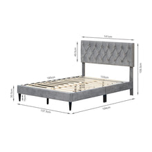 Load image into Gallery viewer, Rila Double Velvet Bed Frame - Grey