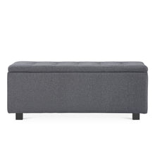 Load image into Gallery viewer, Alexander Linen Storage Ottoman Bench - Dark Grey