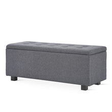 Load image into Gallery viewer, Alexander Linen Storage Ottoman Bench - Dark Grey