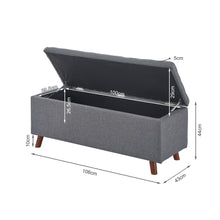Load image into Gallery viewer, Levi Linen Storage Ottoman Bench - Dark Grey