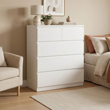 Load image into Gallery viewer, Tongass Wooden Tallboy 5 Drawers - White