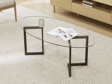 Load image into Gallery viewer, Wynter Tempered Glass Oval Coffee Table 120 x 60cm - Transparent + Black