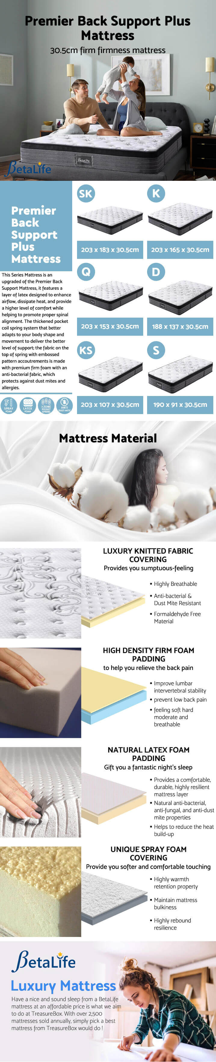 Premier Back Support Plus Pocket Spring Mattress - Single