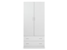 Load image into Gallery viewer, Bram 2 Door Wardrobe with 2 Drawers - White