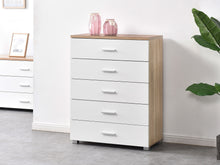 Load image into Gallery viewer, Bram Tallboy 5 Drawer Chest Dresser - Oak
