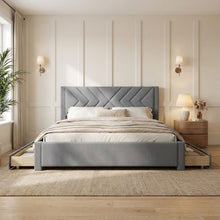 Load image into Gallery viewer, N-23524-haydon-super-king-fabric-bed-frame-4-drawers-light-grey-8