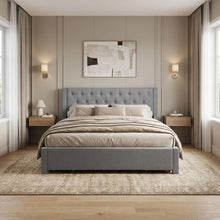 Load image into Gallery viewer, N-23527-thornton-super-king-fabric-bed-frame-4-drawers-light-grey-5