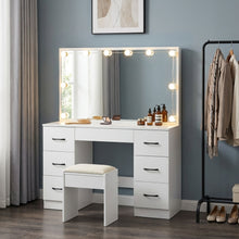 Load image into Gallery viewer, LISIANTHUS 2 Piece Dressing Table with Mirror &amp; Stool Set - White
