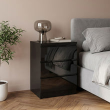 Load image into Gallery viewer, Angeles High Gloss Bedside Table with 3 Drawers - Black