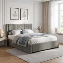 Load image into Gallery viewer, N-24124-denali-queen-bed-frame-with-4-drawers-light-grey-2601094