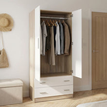 Load image into Gallery viewer, N-23469-bram-2-door-wardrobe-with-2-drawers-oak-white-2601099
