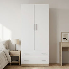 Load image into Gallery viewer, N-23469-bram-2-door-wardrobe-with-2-drawers-oak-white-2601096