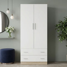 Load image into Gallery viewer, N-23469-bram-2-door-wardrobe-with-2-drawers-oak-white-2601098