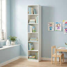 Load image into Gallery viewer, Nivo 6 Tier Slim Bookshelf Display Shelf - White