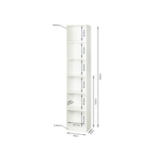 Load image into Gallery viewer, Nivo 6 Tier Slim Bookshelf Display Shelf - White