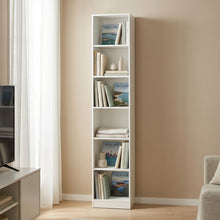 Load image into Gallery viewer, Nivo 6 Tier Slim Bookshelf Display Shelf - White