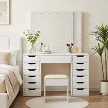 Load image into Gallery viewer, Lustra 2 Piece Dressing Table with Mirror &amp; Stool Set - White