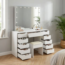 Load image into Gallery viewer, Lustra 2 Piece Dressing Table with Mirror &amp; Stool Set - White