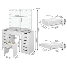 Load image into Gallery viewer, Lustra 2 Piece Dressing Table with Mirror &amp; Stool Set - White