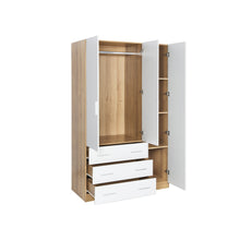 Load image into Gallery viewer, 23098_harris_3_door_wardrobe_with_3_drawers_oak_white_3_16853af5-c246-4b35-9acd-e537b6bcd27f