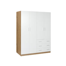 Load image into Gallery viewer, 23099_harris_4_door_wardrobe_with_3_drawers_oak_white_1_0575754c-7134-476d-afed-4d6df3218b5b
