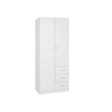 Load image into Gallery viewer, 23100_tongass_2_door_wardrobe_with_3_drawers_white_1_c8bc9b8c-d838-4120-ae56-67709073ed94