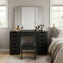 Load image into Gallery viewer, Lustra 2 Piece Dressing Table with Mirror &amp; Stool Set - Black