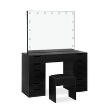 Load image into Gallery viewer, Lustra 2 Piece Dressing Table with Mirror &amp; Stool Set - Black