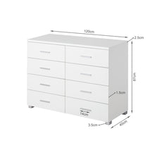 Load image into Gallery viewer, Garrett Lowboy 8 Drawer Chest Dresser - White