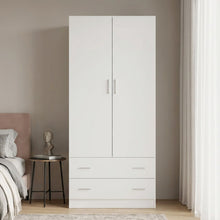 Load image into Gallery viewer, re-23472-bram-2-door-wardrobe-with-2-drawers-white-2601124