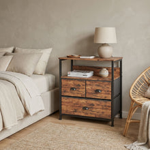 Load image into Gallery viewer, Whitby 2 Tier Storage Shelf with Drawers - Rustic Brown