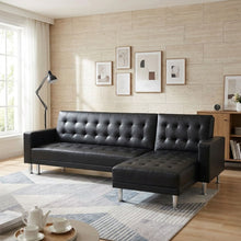 Load image into Gallery viewer, 22083-colorado-3-seater-sofa-bed-futon-with-chaise-black-2601141