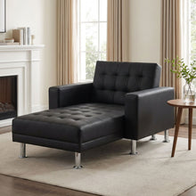 Load image into Gallery viewer, 22083-colorado-3-seater-sofa-bed-futon-with-chaise-black-2601146