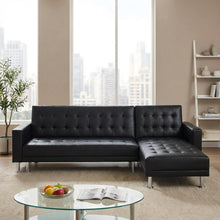 Load image into Gallery viewer, 22083-colorado-3-seater-sofa-bed-futon-with-chaise-black-2601145