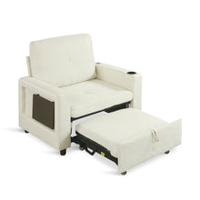 Load image into Gallery viewer, Mist 1 Seater Sofa Bed With Cup Holder And Side Tray - Cream