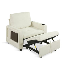 Load image into Gallery viewer, Mist 1 Seater Sofa Bed With Cup Holder And Side Tray - Cream