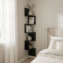 Load image into Gallery viewer, 21642-nemi-5-tier-wall-mounted-corner-shelf-black-2601156