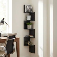 Load image into Gallery viewer, 21642-nemi-5-tier-wall-mounted-corner-shelf-black-2601151