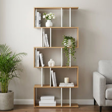 Load image into Gallery viewer, Lumo 5 Tier Bookshelf Display Shelf - Natural + White
