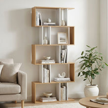 Load image into Gallery viewer, Lumo 5 Tier Bookshelf Display Shelf - Natural + White