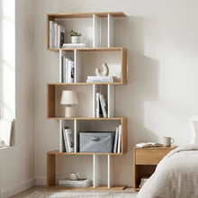 Load image into Gallery viewer, Lumo 5 Tier Bookshelf Display Shelf - Natural + White