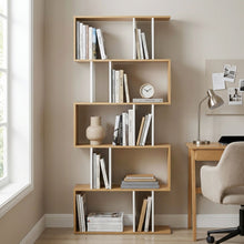 Load image into Gallery viewer, Lumo 5 Tier Bookshelf Display Shelf - Natural + White
