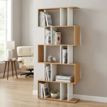 Load image into Gallery viewer, Lumo 5 Tier Bookshelf Display Shelf - Natural + White