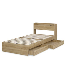 Load image into Gallery viewer, Elda Single Bed Frame with USB Port &amp; Drawers - Natural (p1=0.092m³ - 24.5kg) (p2=0.104m³ - 22.5kg) (T=0.196m³ - 47.0kg)