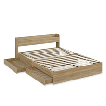 Load image into Gallery viewer, Elda Queen Bed Frame with USB Port &amp; Drawers - Natural (p1=0.118m³ - 25.0kg) (p2=0.120m³ - 23.5kg) (p3=0.096m³ - 19.5kg) (T=0.334m³ - 68.0kg)