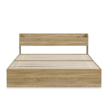Load image into Gallery viewer, Elda Queen Bed Frame with USB Port &amp; Drawers - Natural (p1=0.118m³ - 25.0kg) (p2=0.120m³ - 23.5kg) (p3=0.096m³ - 19.5kg) (T=0.334m³ - 68.0kg)