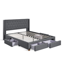 Load image into Gallery viewer, Sereno Queen Bed Frame with 4 Drawers - Dark Grey
