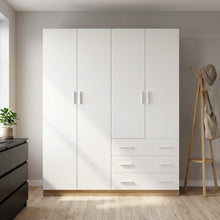 Load image into Gallery viewer, 23099-harris-4-door-wardrobe-with-3-drawers-oak-white-2601195