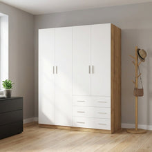 Load image into Gallery viewer, 23099-harris-4-door-wardrobe-with-3-drawers-oak-white-2601191